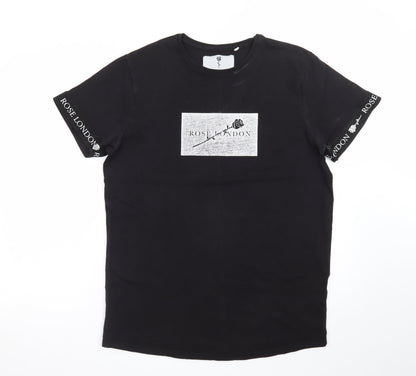 Rose London Men's Black Slim Fit Logo Graphic T-Shirt M