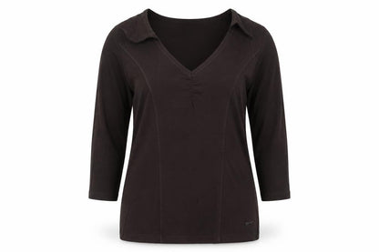 Paul Costelloe Dressage Womens Brown 3/4 Sleeve V-Neck Top Size 4