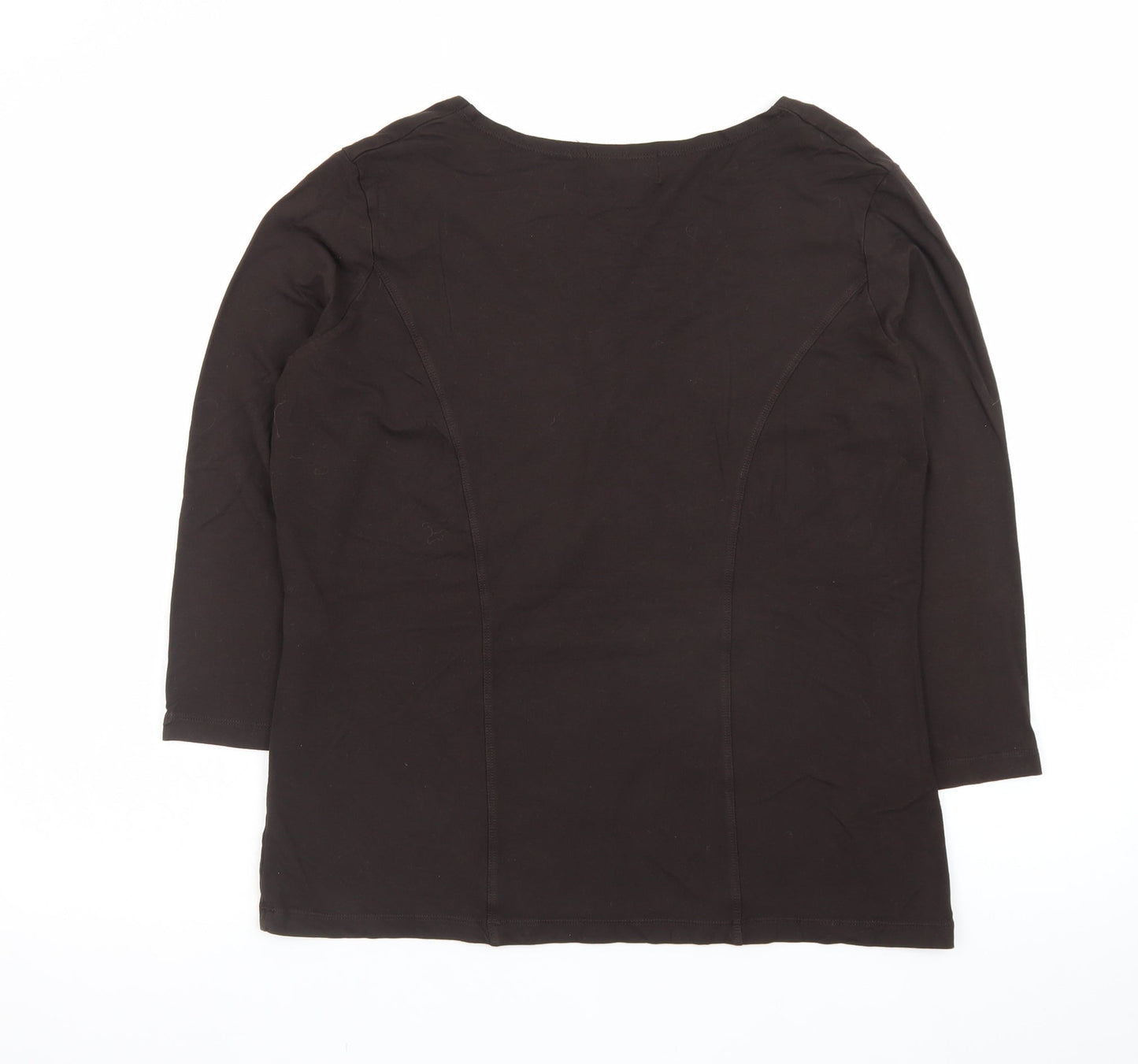 Paul Costelloe Dressage Womens Brown 3/4 Sleeve V-Neck Top Size 4
