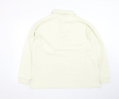 Glenmuir Men’s Ivory Long Sleeve Cotton Polo Shirt Size L