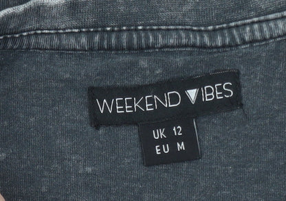 Weekend Vibes Women’s Grey Austin Texas Car Graphic Cotton T-Shirt UK 12