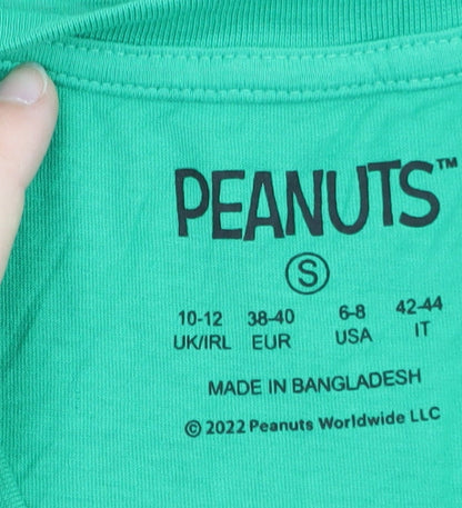 Peanuts Snoopy Men's Green Cotton Graphic T-Shirt Size S