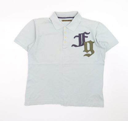 Fake London Genius Men's Blue Polo Shirt Size M 100% Cotton Logo Detail