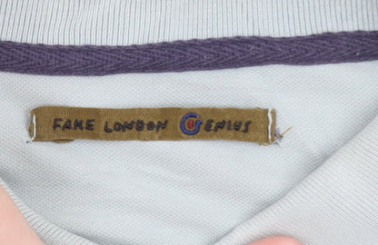 Fake London Genius Men's Blue Polo Shirt Size M 100% Cotton Logo Detail