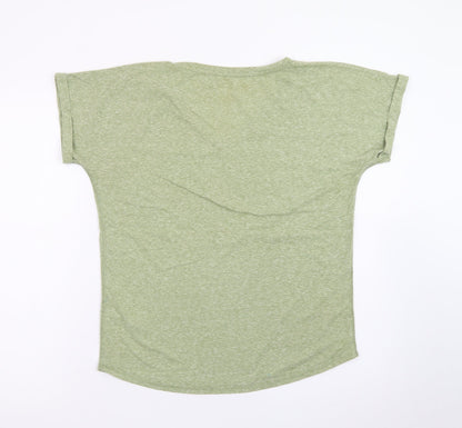 Jack Wills Women's Green V-Neck Basic Short Sleeve T-Shirt Size 10