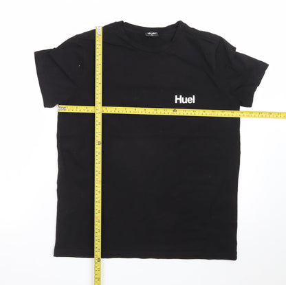 Huel Men's Black Cotton Crew Neck Short Sleeve T-Shirt M