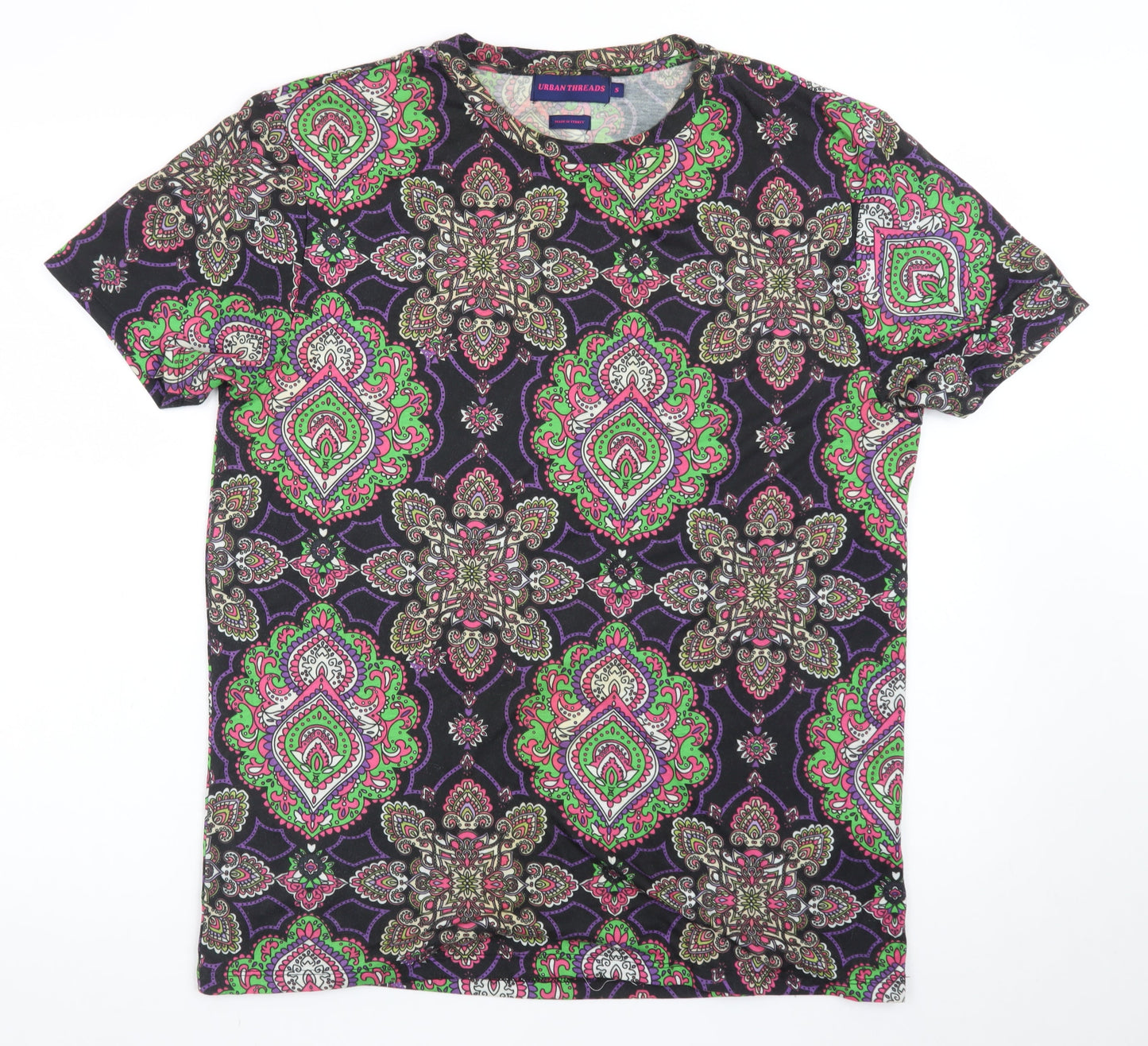 Urban Threads Women's Multicoloured Paisley Short Sleeve T-Shirt S