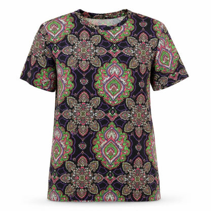 Urban Threads Women's Multicoloured Paisley Short Sleeve T-Shirt S