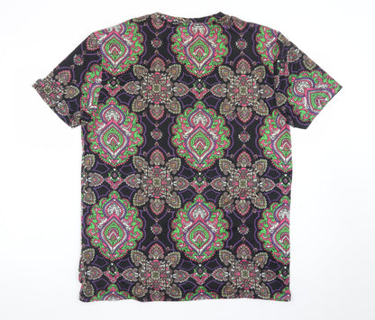 Urban Threads Women's Multicoloured Paisley Short Sleeve T-Shirt S
