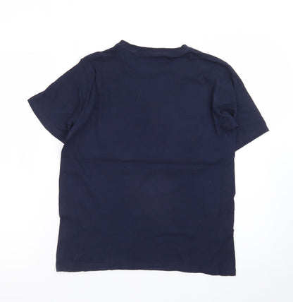 Tommy Hilfiger Men's Navy Blue Flag Logo Cotton T-Shirt L
