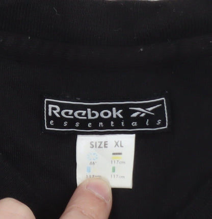 Reebok Mens Black XL V-Neck Cotton Essentials Logo T-Shirt