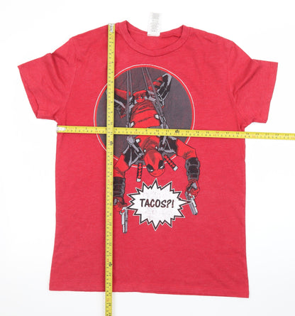Marvel Men’s Red Deadpool Comic Graphic T-Shirt Size S