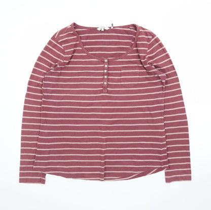 FatFace Womens Pink Striped Long Sleeve Cotton T-Shirt Size 12