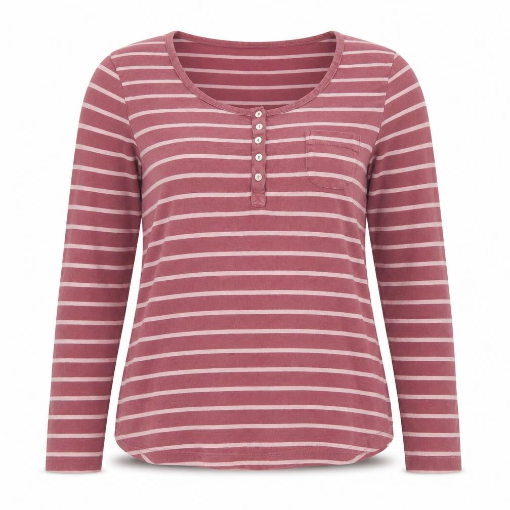FatFace Womens Pink Striped Long Sleeve Cotton T-Shirt Size 12