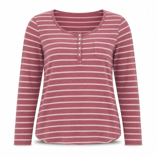 FatFace Womens Pink Striped Long Sleeve Cotton T-Shirt Size 12