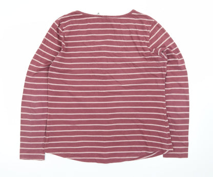 FatFace Womens Pink Striped Long Sleeve Cotton T-Shirt Size 12
