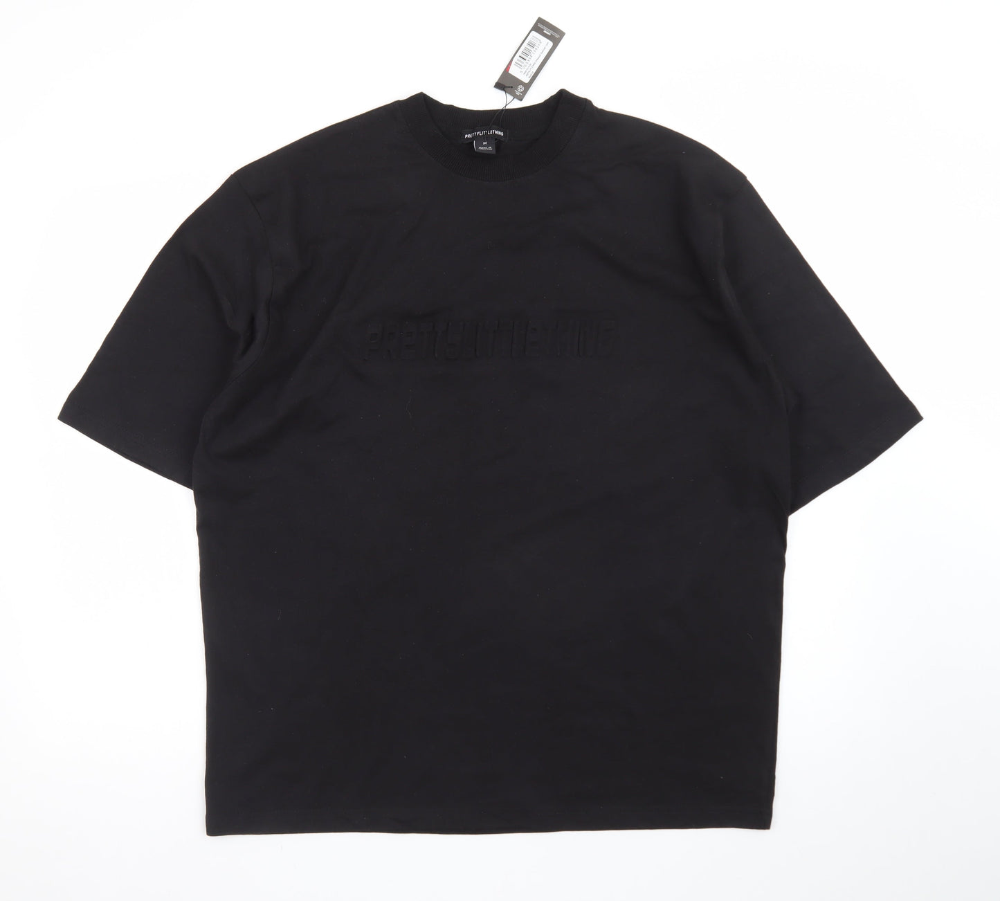 PrettyLittleThing Men's Black Cotton Crew Neck Regular Fit T-Shirt M