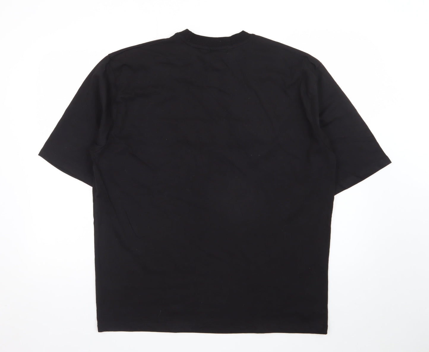 PrettyLittleThing Men's Black Cotton Crew Neck Regular Fit T-Shirt M