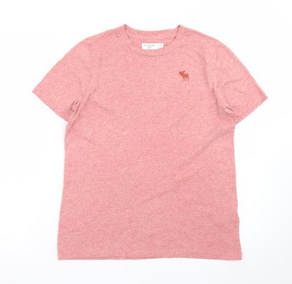 Abercrombie Kids Boys Pink Logo T-Shirt 13-14 Years Short Sleeve Crew Neck
