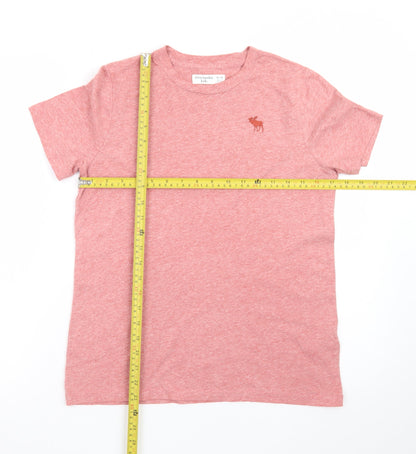Abercrombie Kids Boys Pink Logo T-Shirt 13-14 Years Short Sleeve Crew Neck