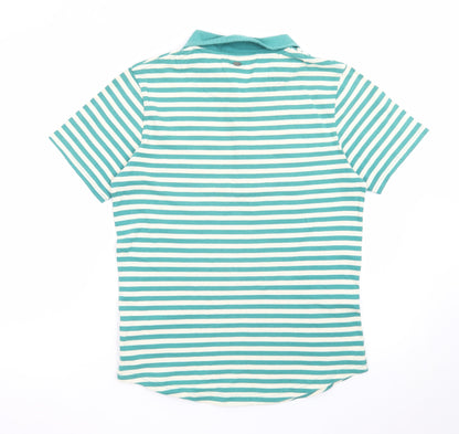Firetrap Men's Green Striped Cotton Polo Shirt M