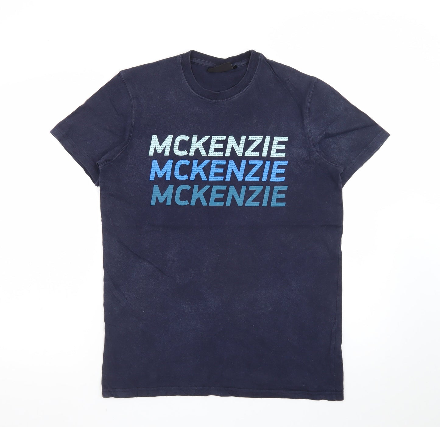 McKenzie Men's Blue Graphic Logo Crew Neck Short Sleeve T-Shirt Size S