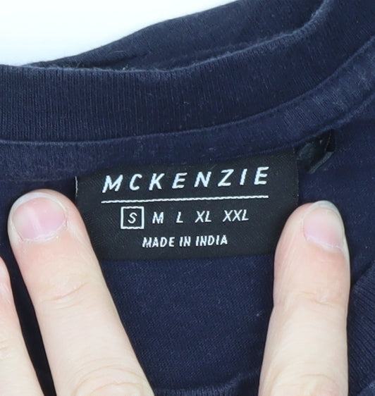 McKenzie Men's Blue Graphic Logo Crew Neck Short Sleeve T-Shirt Size S