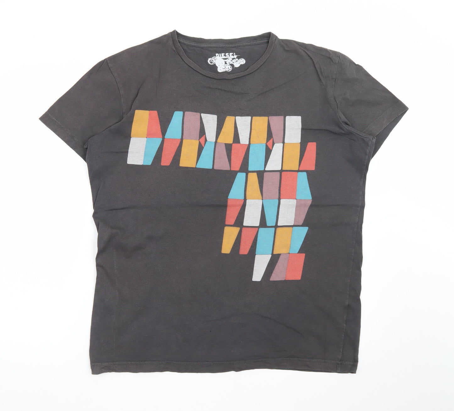 Diesel Men’s Black XL Retro Graphic Short Sleeve Cotton T-Shirt
