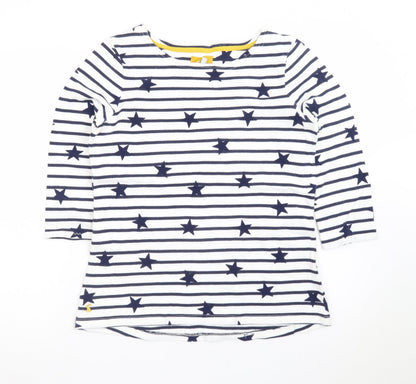 Joules Women’s White Navy Star Stripe 3/4 Sleeve Cotton T-Shirt UK 12