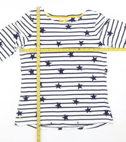 Joules Women’s White Navy Star Stripe 3/4 Sleeve Cotton T-Shirt UK 12