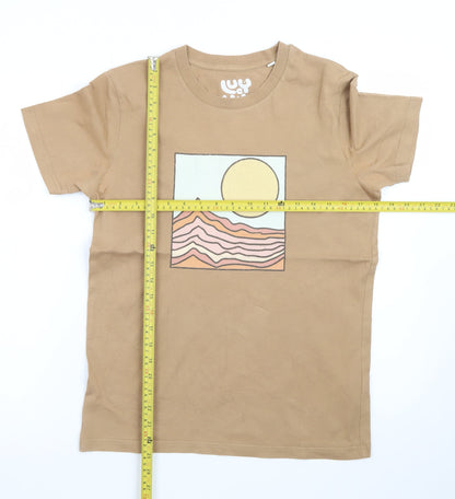 Lucy & Yak Men's Beige Graphic Print Organic Cotton T-Shirt XS