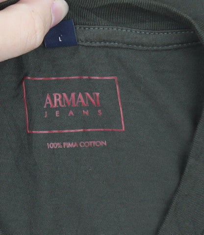 Armani Jeans Men's Khaki Green Crew Neck Logo T-Shirt Size L