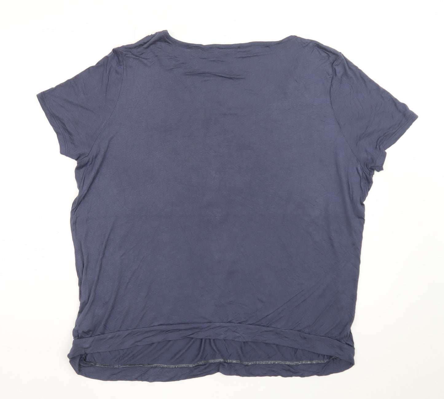 Rogers + Rogers Women's Blue Crochet Neck Viscose T-Shirt Size 22