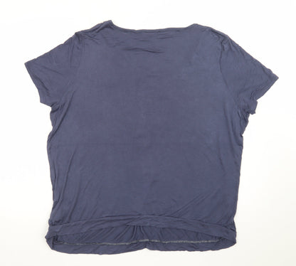 Rogers + Rogers Women's Blue Crochet Neck Viscose T-Shirt Size 22