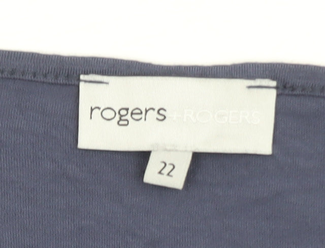 Rogers + Rogers Women's Blue Crochet Neck Viscose T-Shirt Size 22
