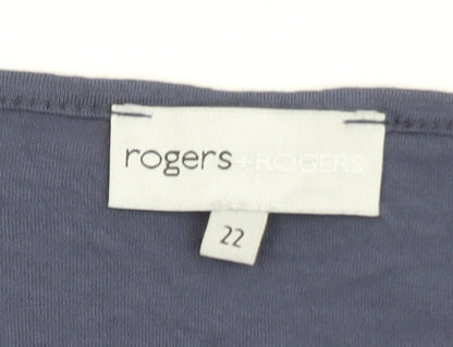 Rogers + Rogers Women's Blue Crochet Neck Viscose T-Shirt Size 22