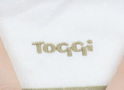 Toggi Women's White Pink Striped Cotton Long Sleeve Polo Shirt Size 14