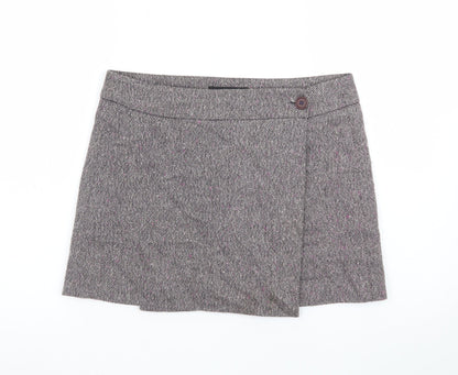 Great Plains Women's Grey Tweed Wrap Mini Skirt Size 10