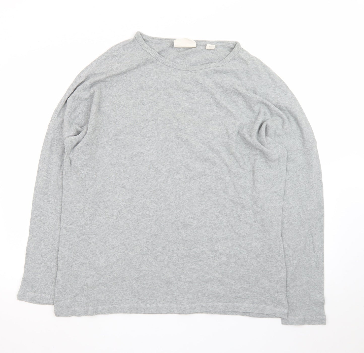 Pure DKNY Women’s Grey Long Sleeve Cotton Crew Neck T-Shirt Size L