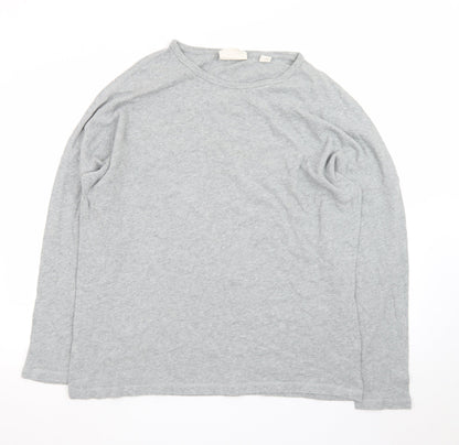 Pure DKNY Women’s Grey Long Sleeve Cotton Crew Neck T-Shirt Size L