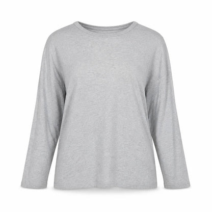 Pure DKNY Women’s Grey Long Sleeve Cotton Crew Neck T-Shirt Size L