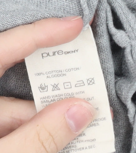 Pure DKNY Women’s Grey Long Sleeve Cotton Crew Neck T-Shirt Size L