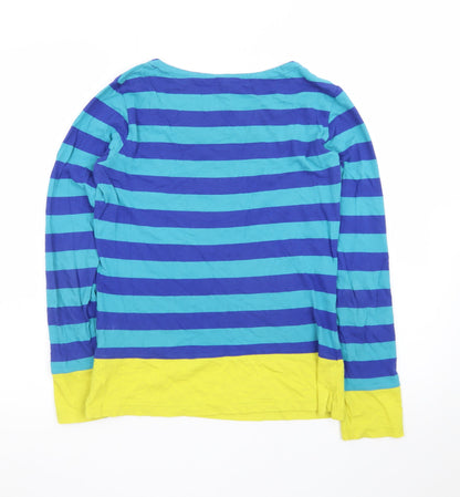 Max Womens Blue Striped Long Sleeve Cotton T-Shirt Size 10