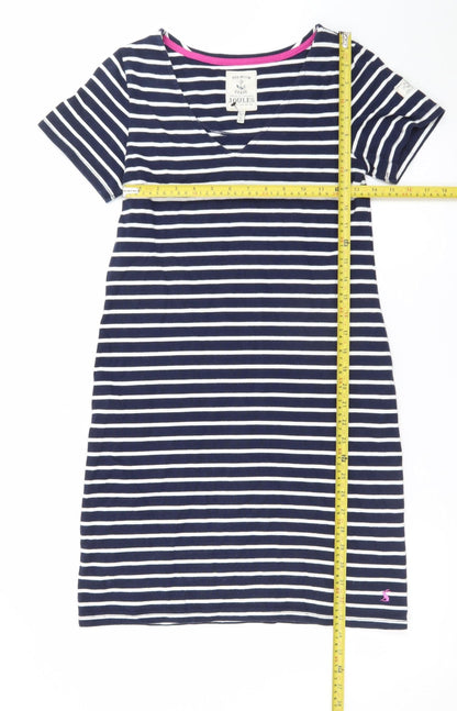 Joules Women Blue Stripe Cotton T-Shirt Dress Size 8