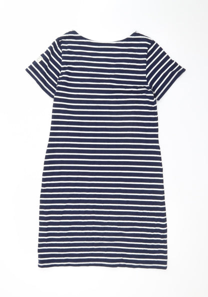 Joules Women Blue Stripe Cotton T-Shirt Dress Size 8