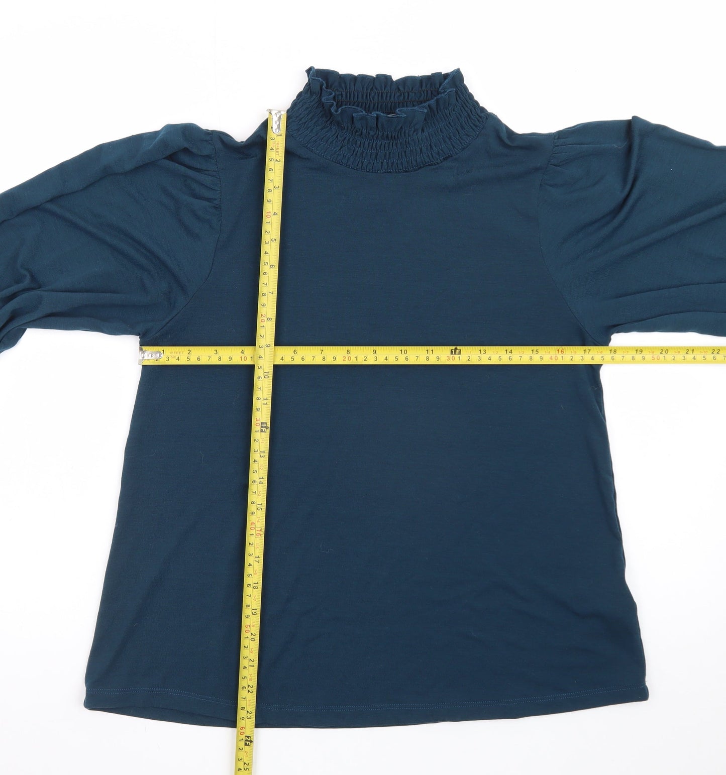 Compañia Fantastica Women's Blue High Neck Long Sleeve Blouse M