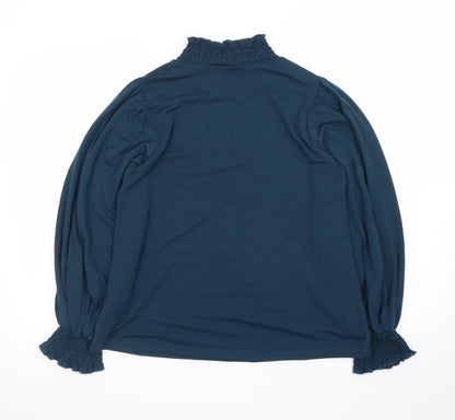 Compañia Fantastica Women's Blue High Neck Long Sleeve Blouse M