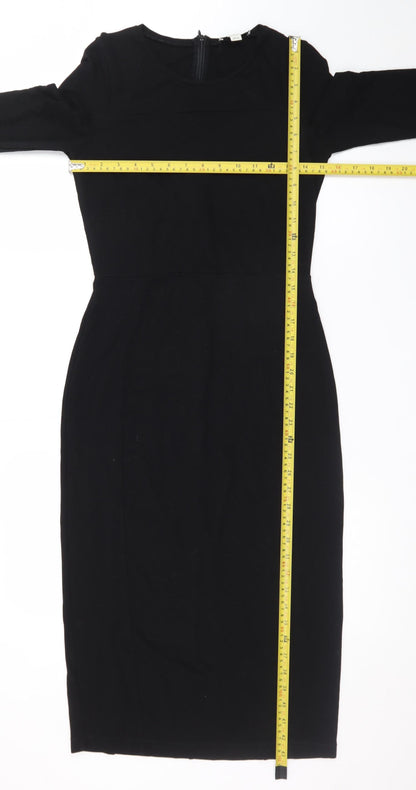 Whistles Women’s Black Sheath Dress Size 12 Long Sleeve Knee Length