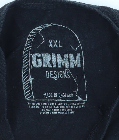 Grimm Designs Men’s Black Horror Graphic T-Shirt XXL
