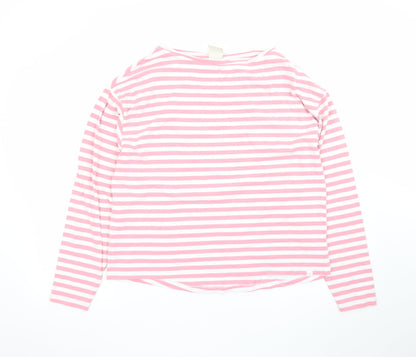Trespass Women’s Pink White Striped Long Sleeve Cotton T-Shirt UK 14